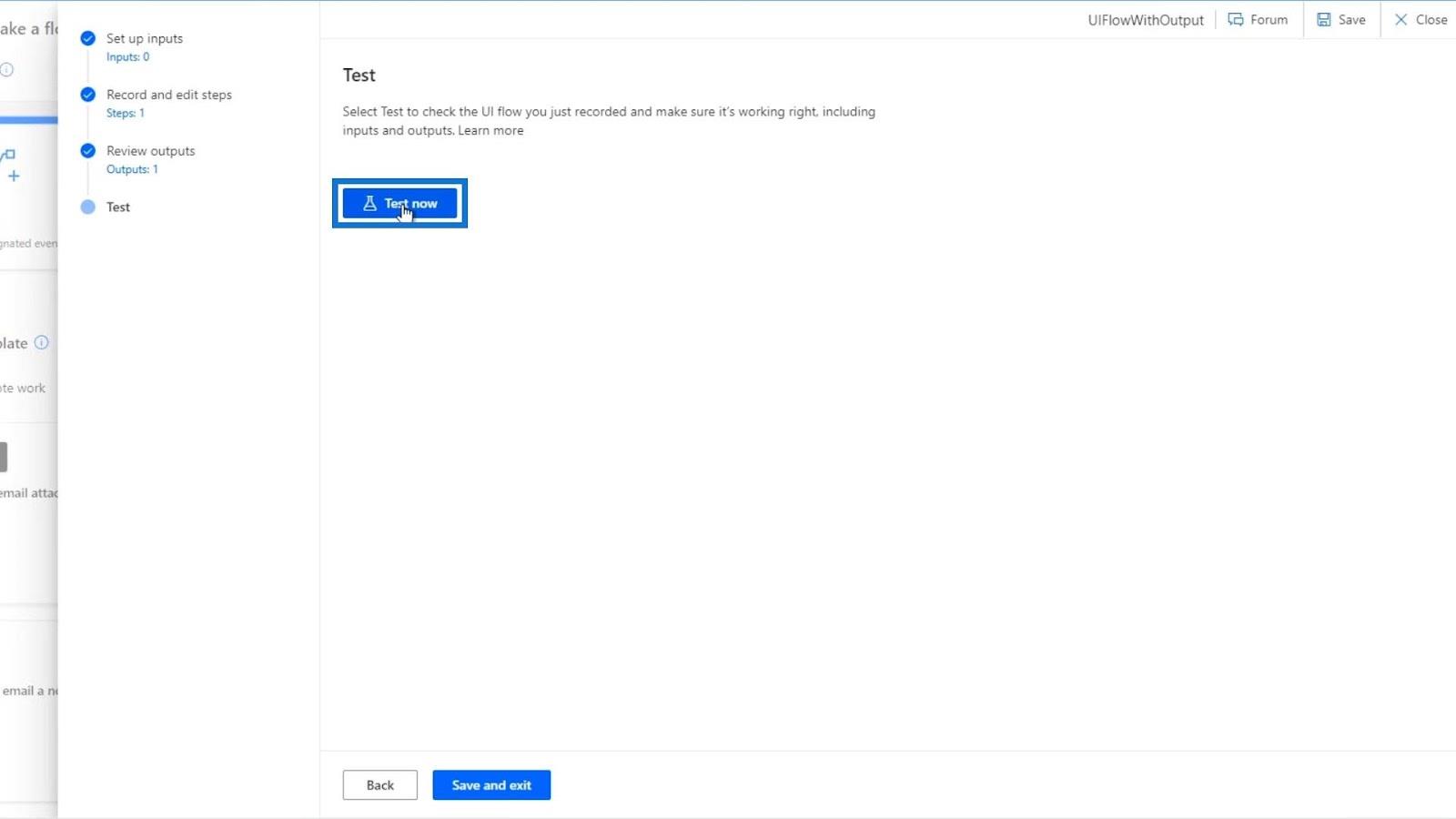 UI-flowoutput i Power Automate