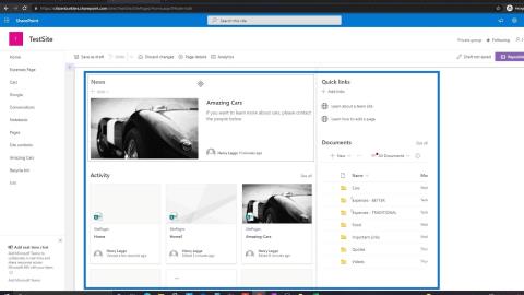 SharePoint-hjemmesideoversigt og oprettelse