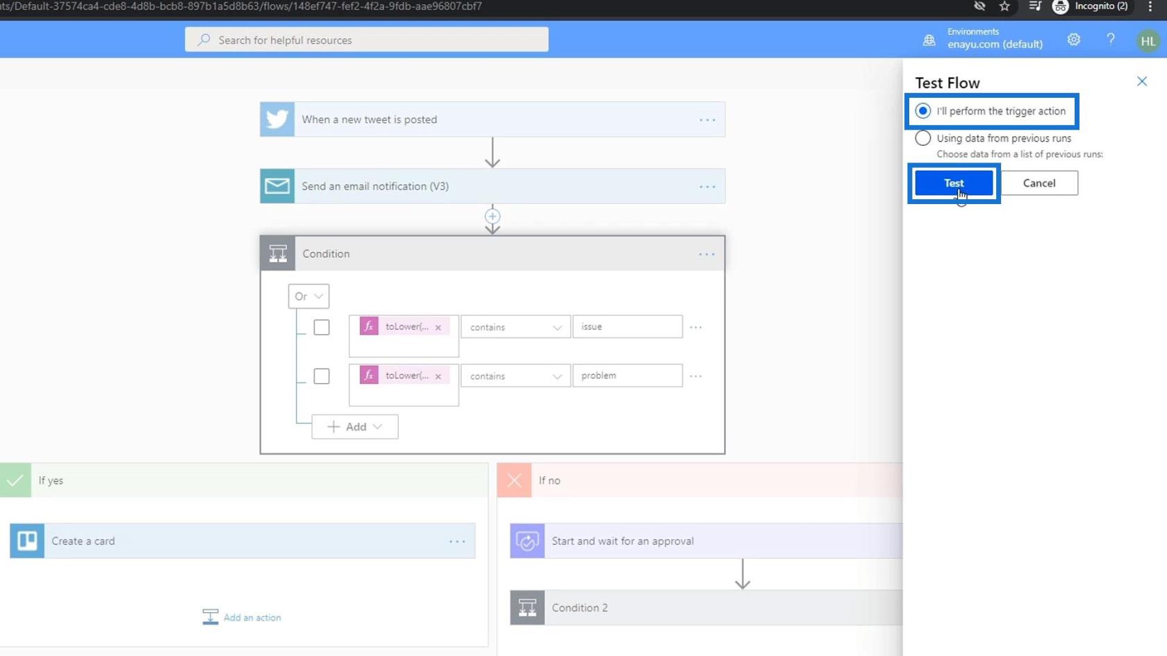 Opsætning og test af godkendelsesworkflow i Power Automate