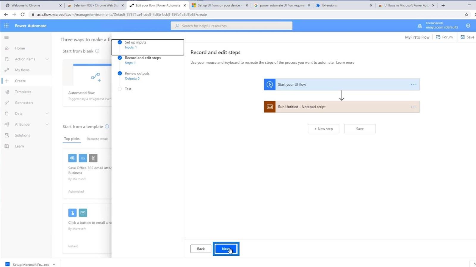 UI Flow-input i Microsoft Power Automate