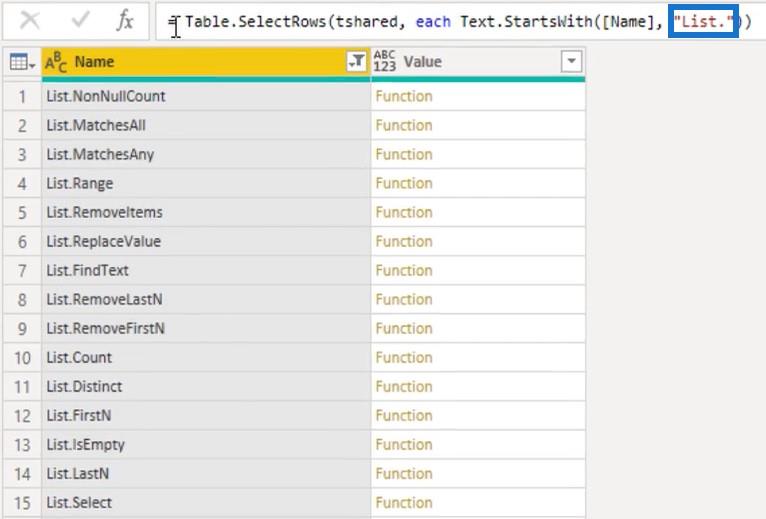 Power Query-funktioner, nyckelord och identifierare