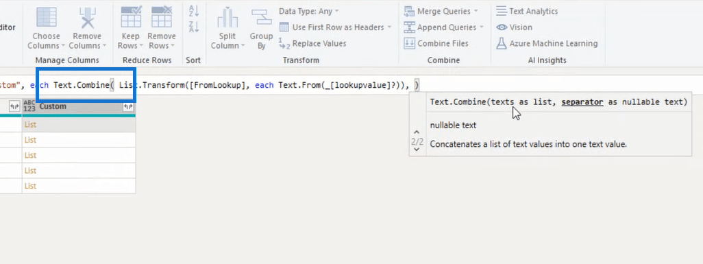 Handledning för Power Query Editor: Extrahera postfältvärden från listor