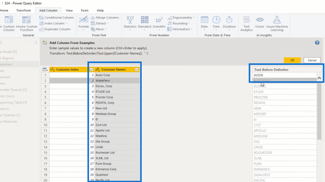 Kolumn från exempel LuckyTemplates – Power Query Handledning