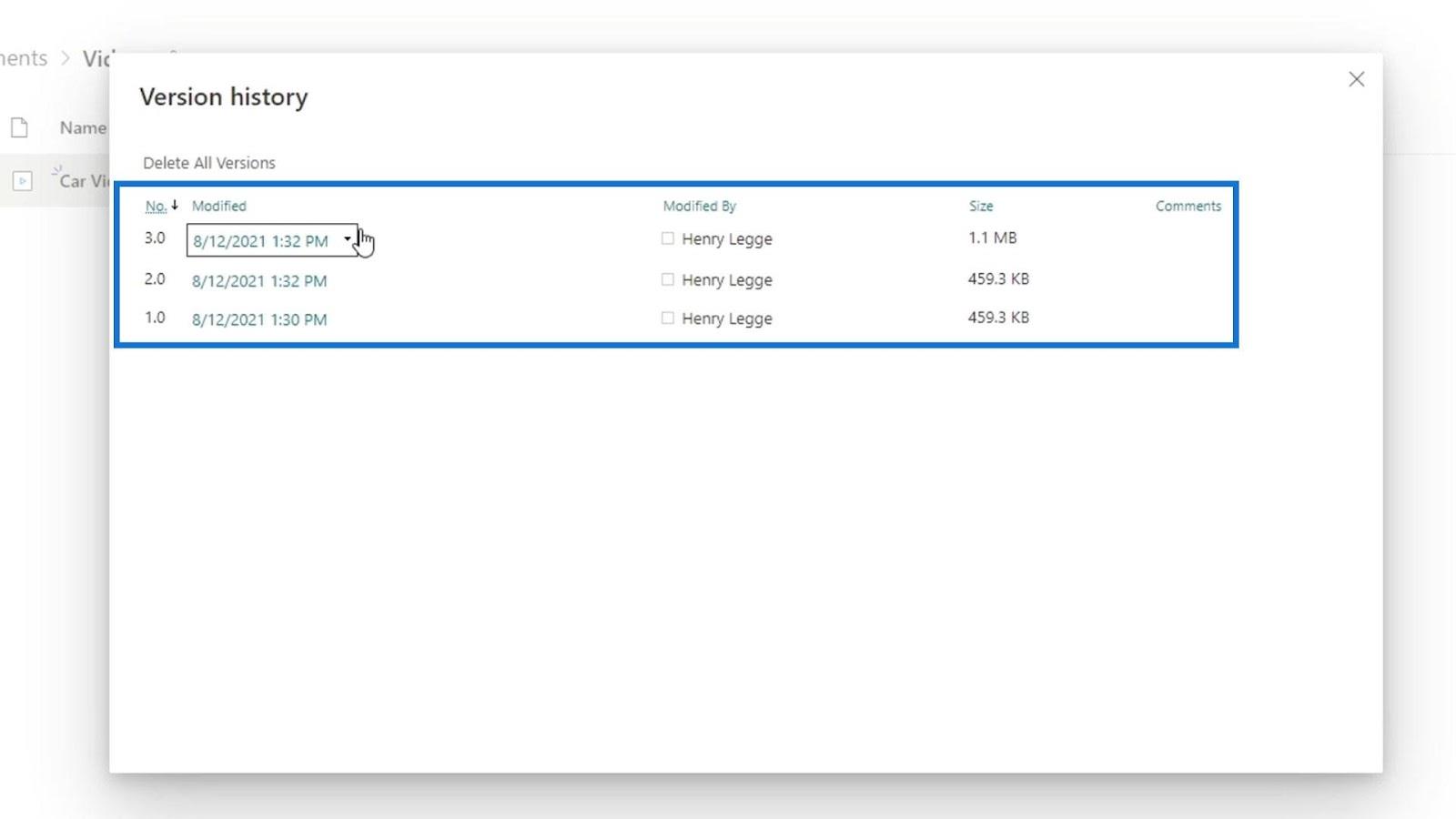 SharePoint-versiot muille kuin toimistotiedostoille