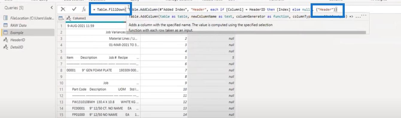 Handledning för Microsoft Power Query om hur man åtgärdar blandade problem med fast kolumnbredd