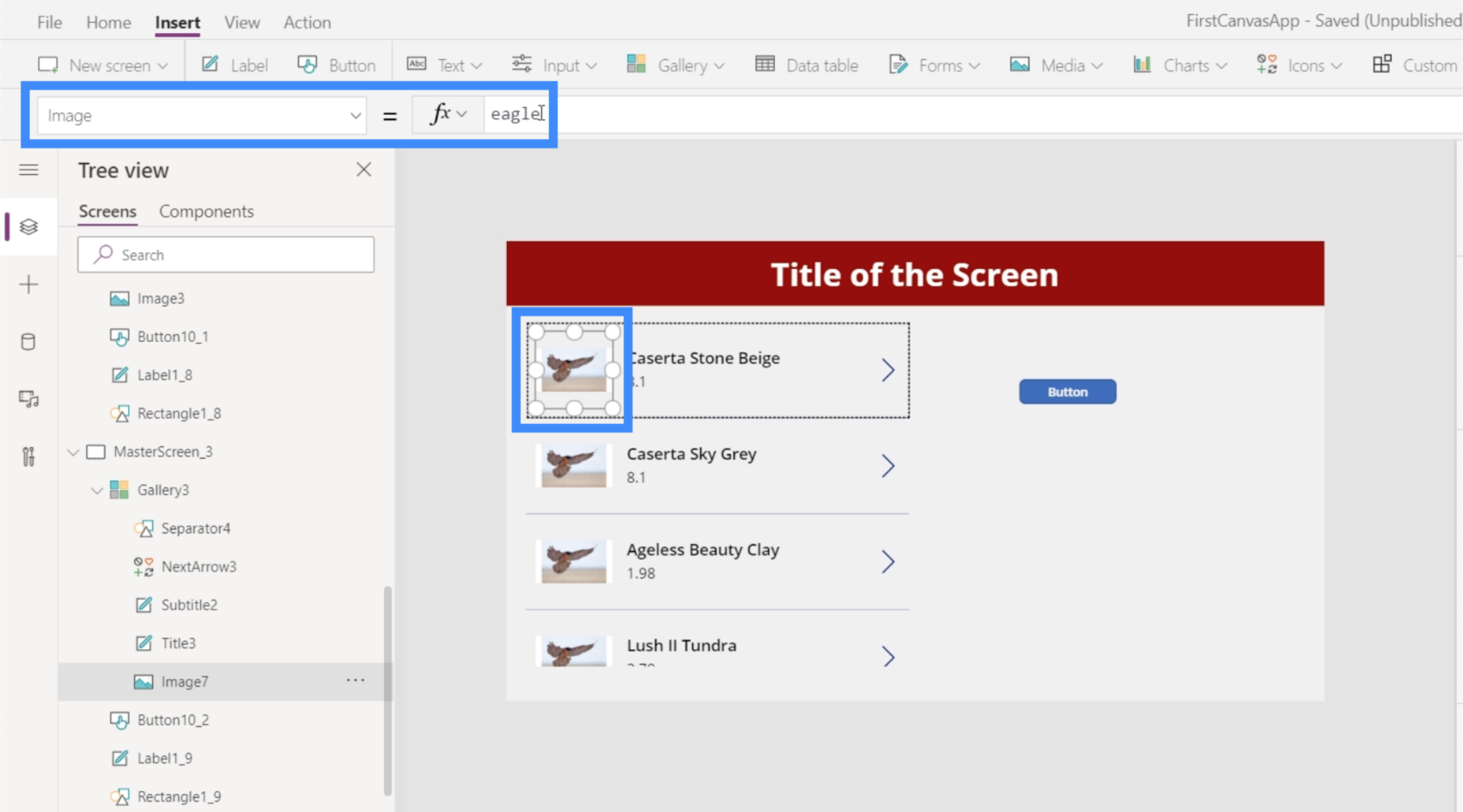 PowerApps-diagrammer, grafer og dynamiske billeder