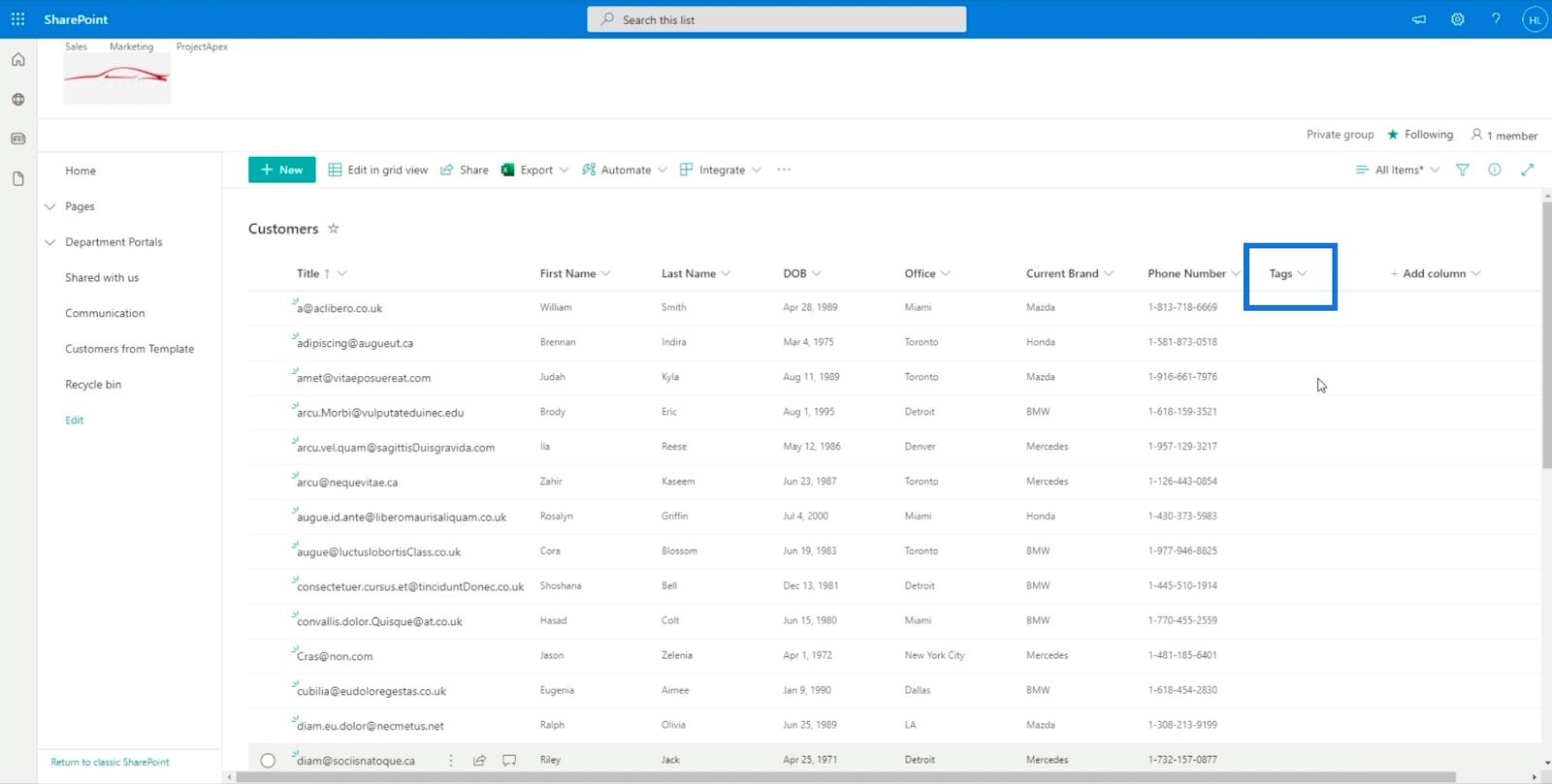 Přidání pole SharePoint Choice v seznamu