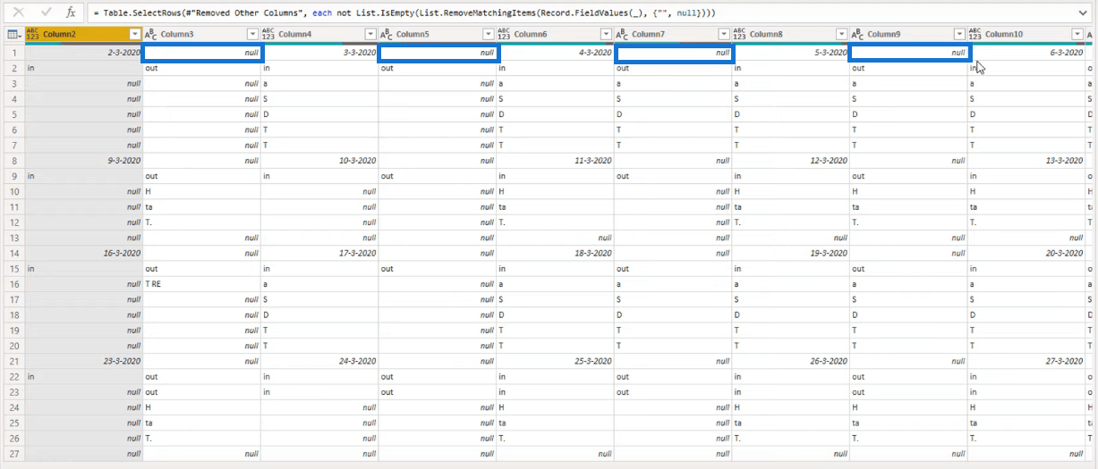 Gjøre kalendertypeoppsett til tabellformat i LuckyTemplates ved hjelp av Query Editor