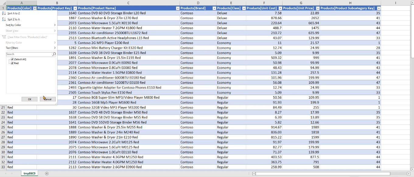 Kyselytuloksen purkaminen DAX Studiossa Output Option avulla