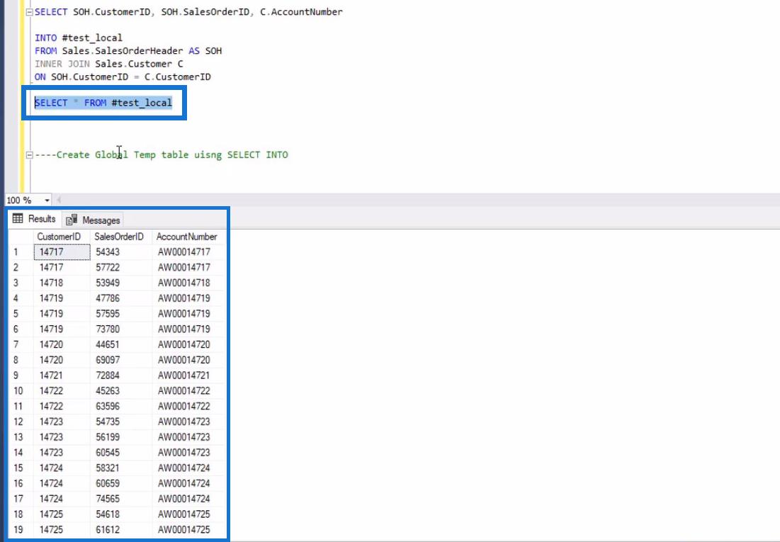 SQL Temp-tabeller og -visninger for LuckyTemplates-bruger