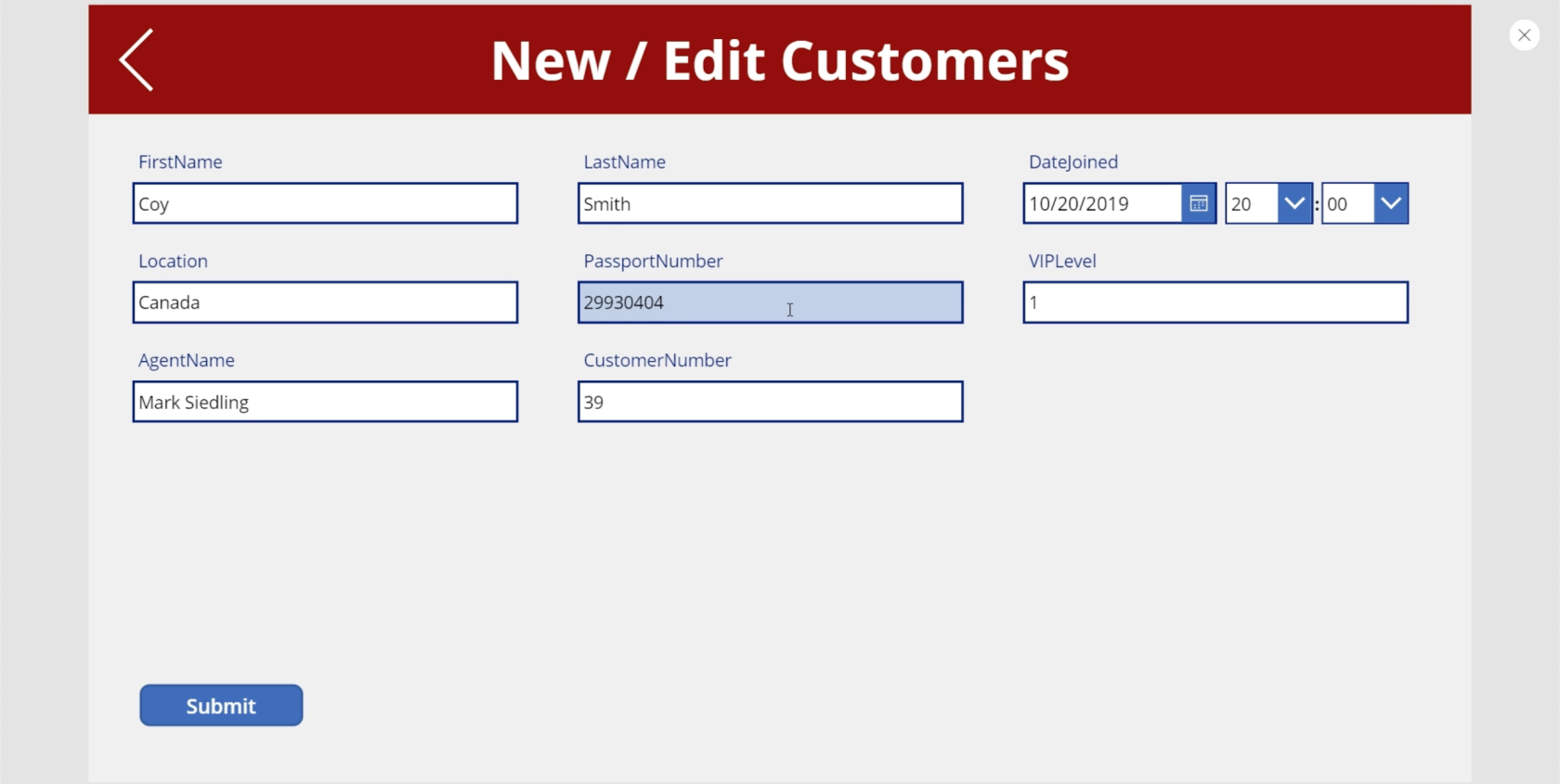 MS Power Apps detaljskärm och formulärskärm