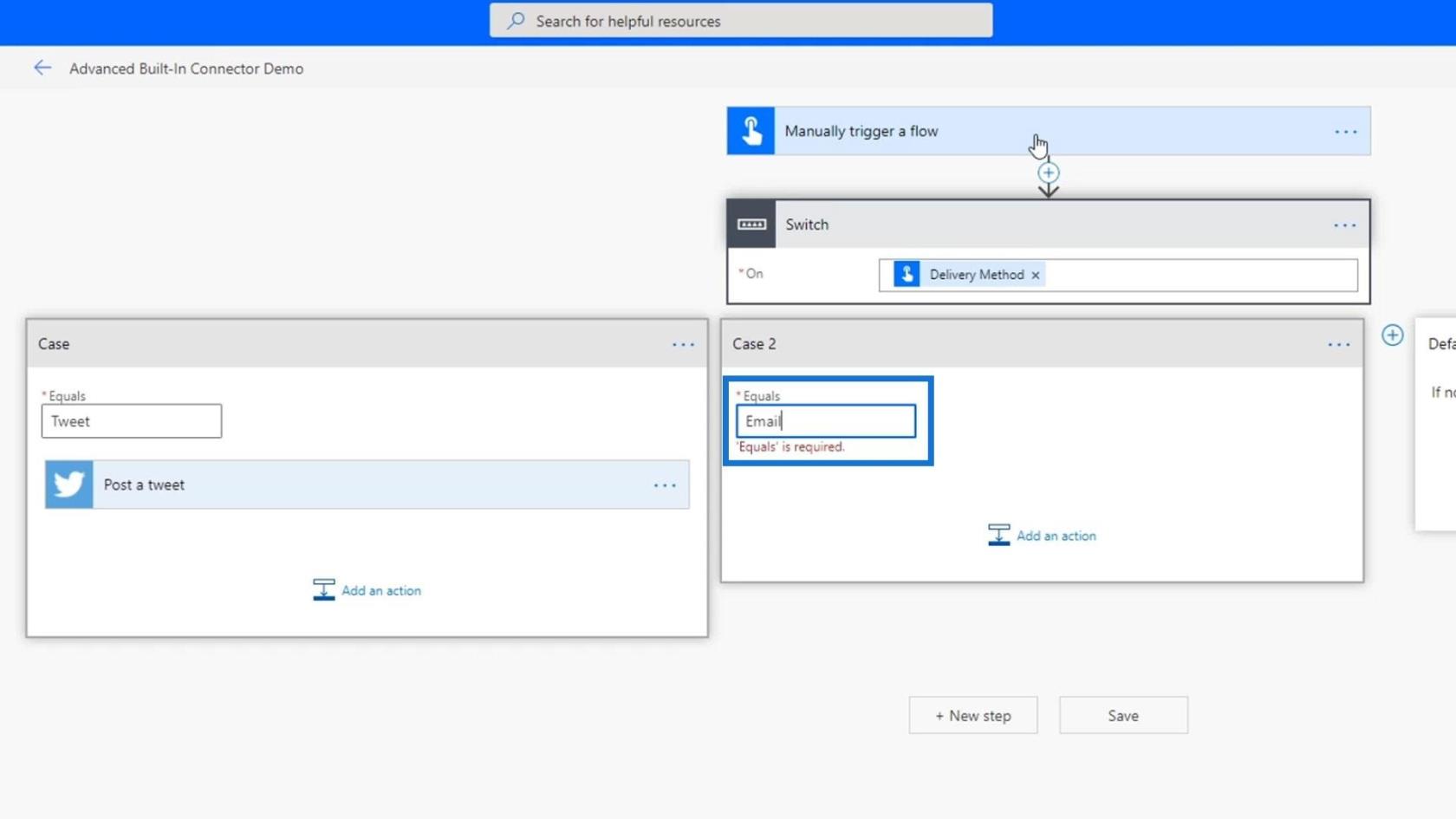 Power Automate Switch Control Action i arbeidsflyter