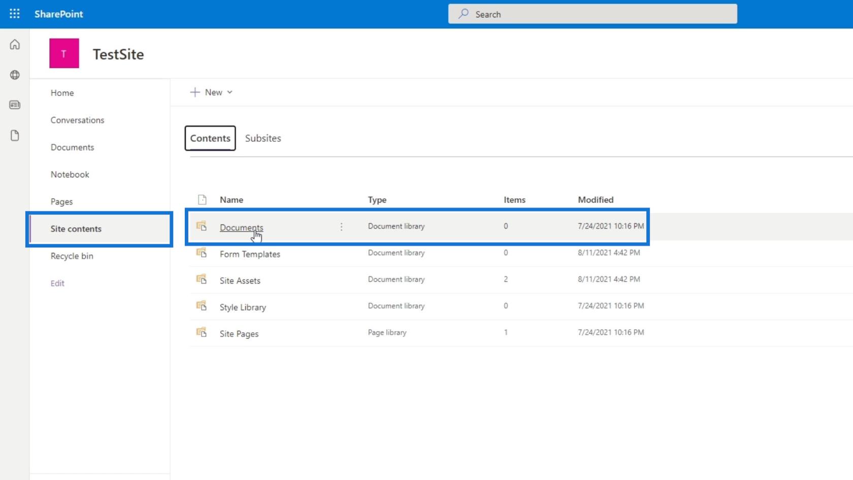 SharePoint-webbplats |  Layout och menygenomgång