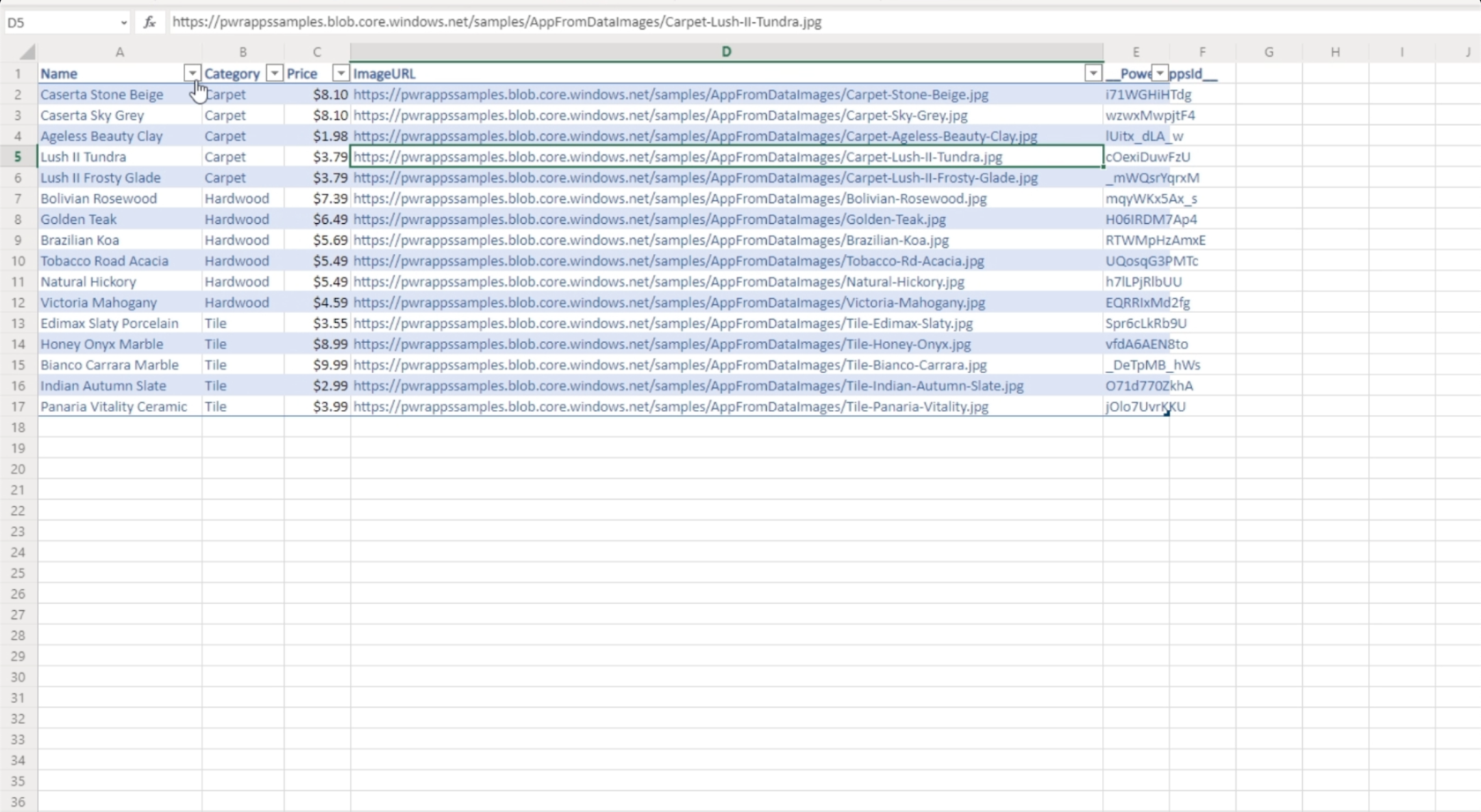 PowerApps-diagram, grafer och dynamiska bilder