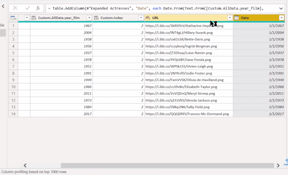 M kód a Power Query egyéni oszlopaiban |  LuckyTemplates