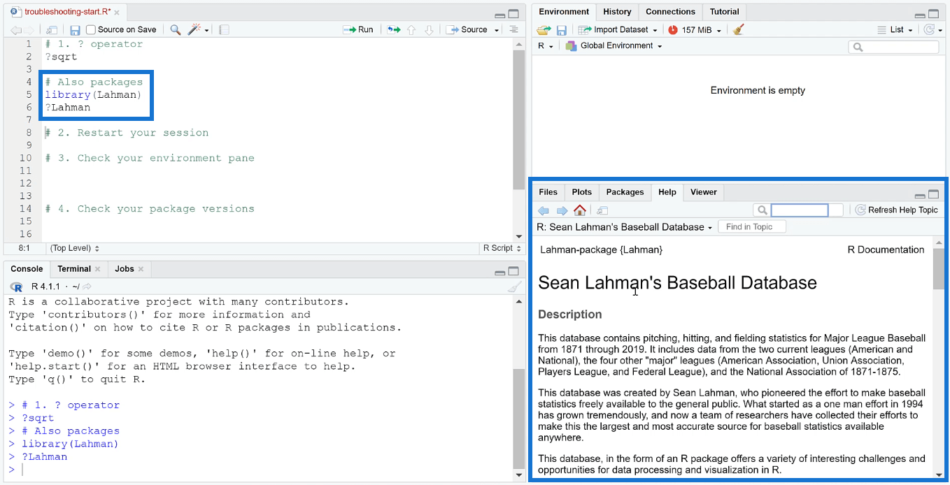 RStudio Hjelp: måter å feilsøke R-problemer på