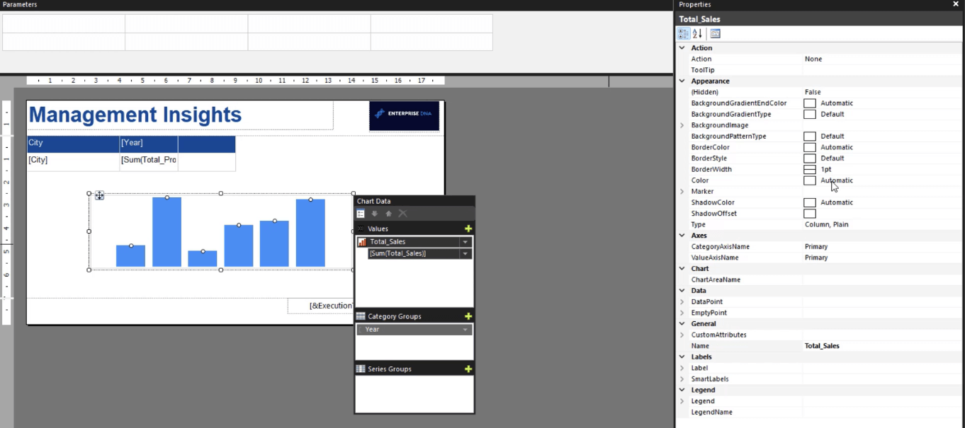 Hur man formaterar ett SSRS Report Builder-datastapeldiagram