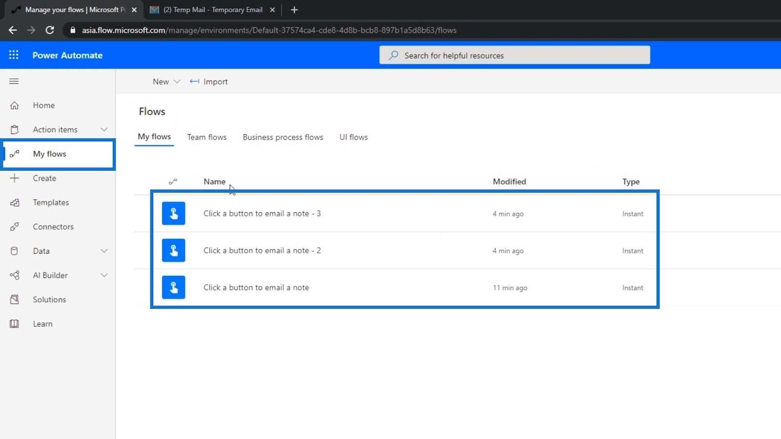 Flowdiagrammer og flowdetaljeside i Power Automate