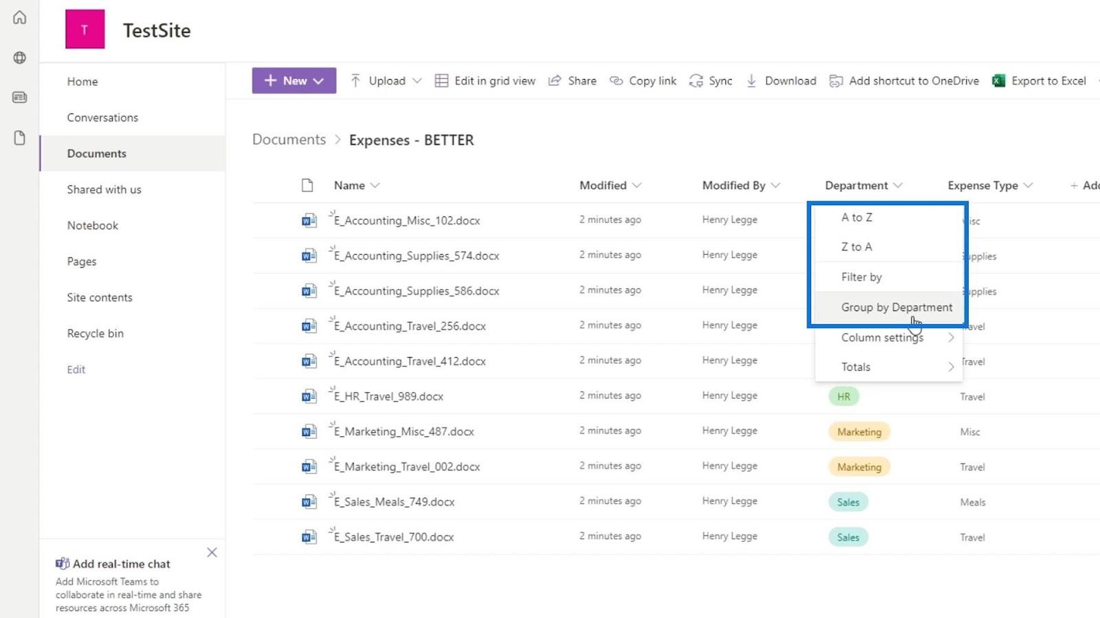 Metadatafiltrering i SharePoint-filer