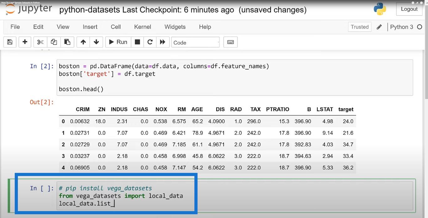 Sådan indlæses prøvedatasæt i Python