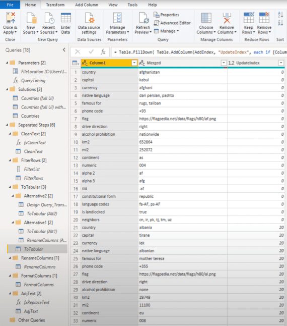 Tabuľka dimenzií v textovom súbore: Riešenie Power Query