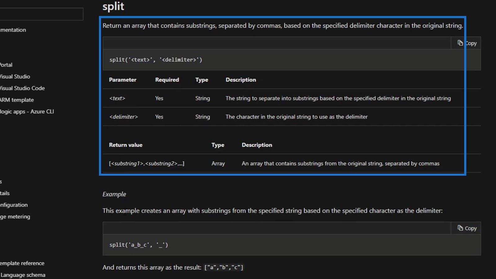 Power Automate Split-funktion og arrays