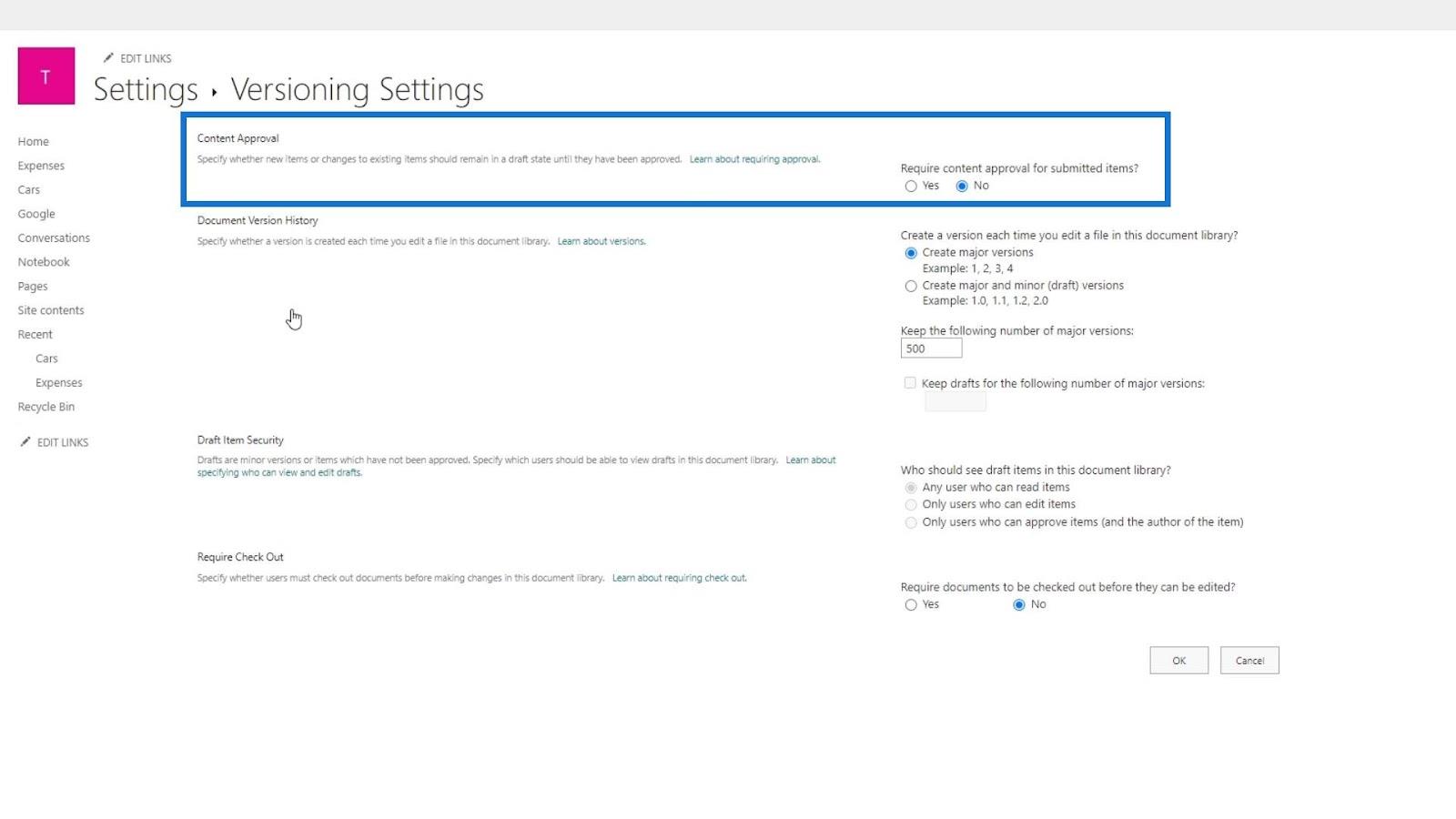 SharePoint-webbplatsbiblioteksinställningar |  En översikt