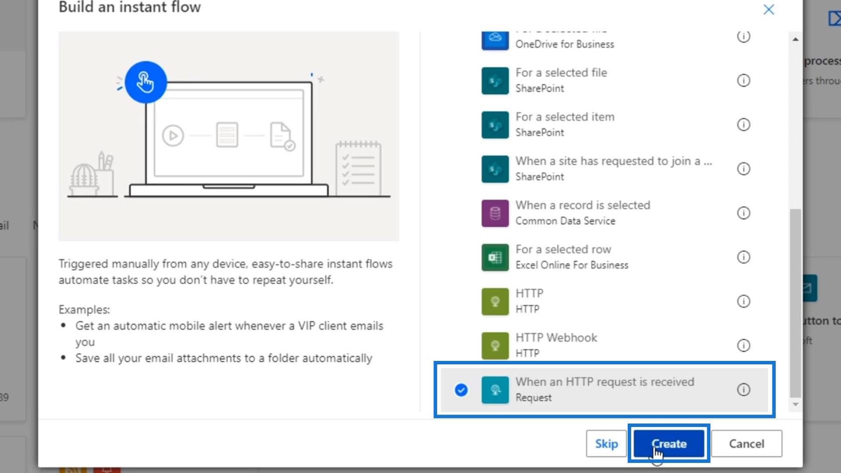 Spúšťač Microsoft Flow HTTP |  Príručka Power Automate