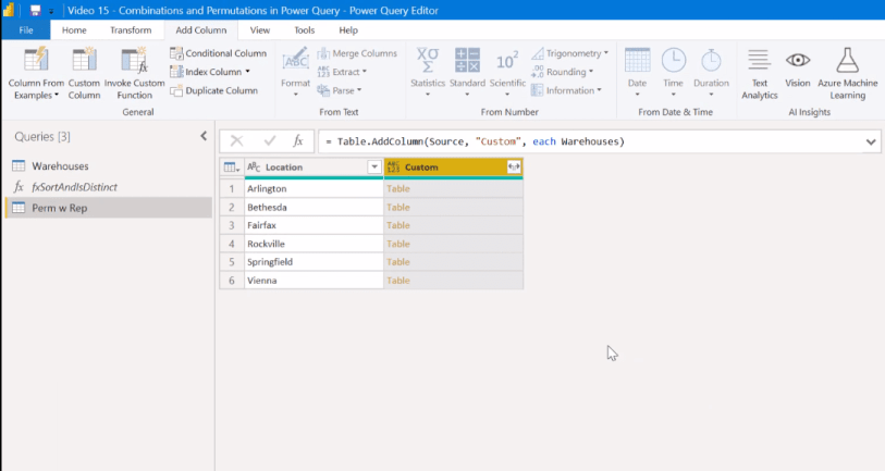 Kombinatorisk analys med hjälp av Power Query i LuckyTemplates