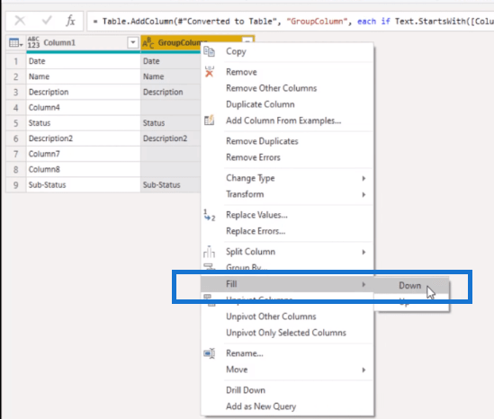 Hogyan lehet dinamikusan egyesíteni az oszlopokat egy Power Query-táblázatban