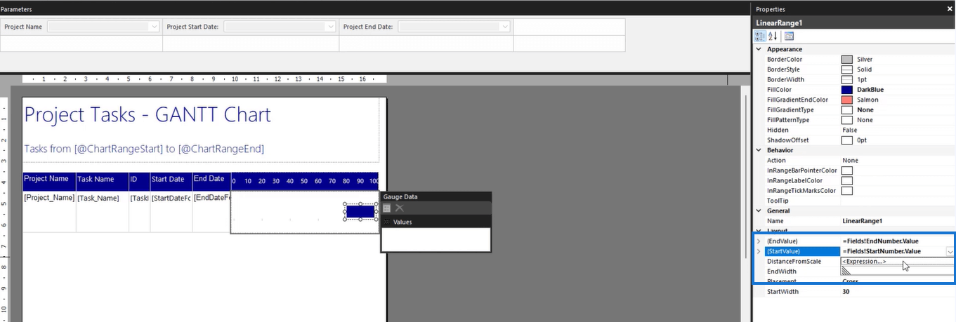 Lag et Gantt-diagram i LuckyTemplates Report Builder