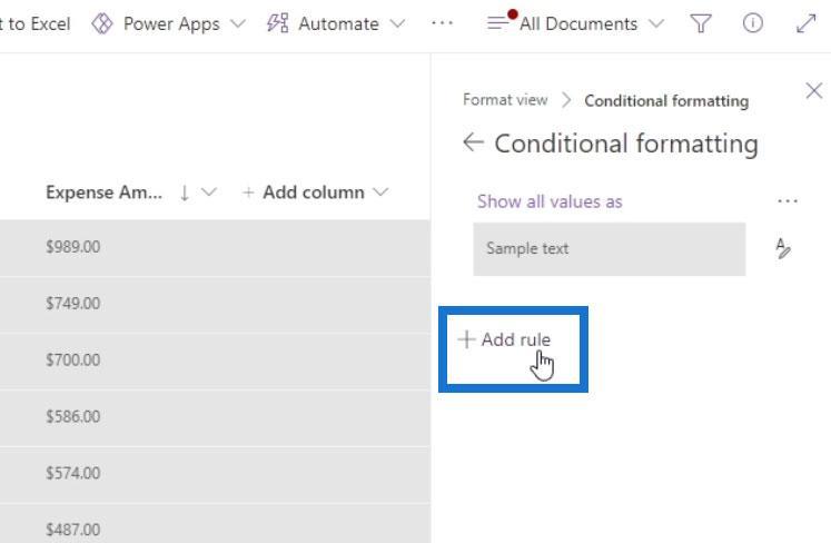 Se formatering i SharePoint