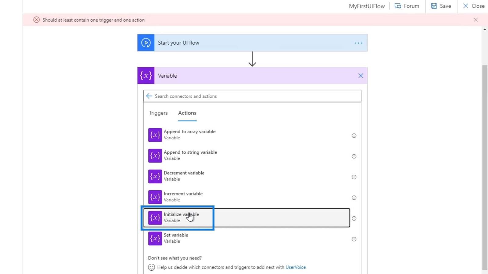 UI Flow bemenetek a Microsoft Power Automate-ban