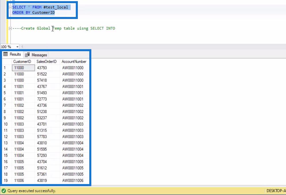 SQL Temp-tabeller og -visninger for LuckyTemplates-bruger