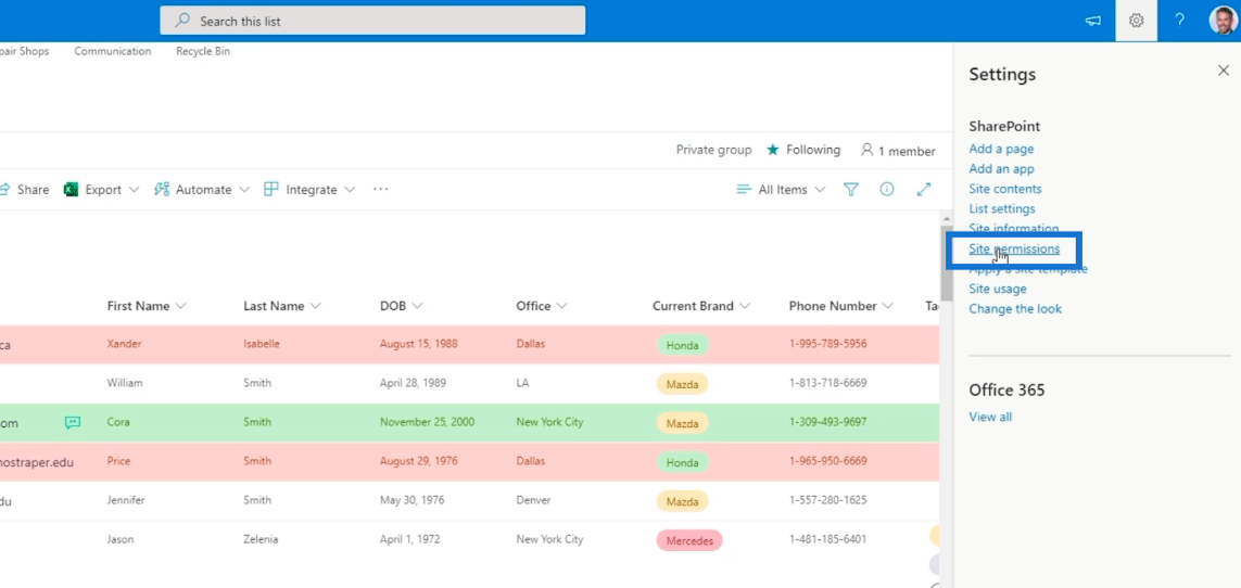 Tilføjelse af SharePoint List Navigation