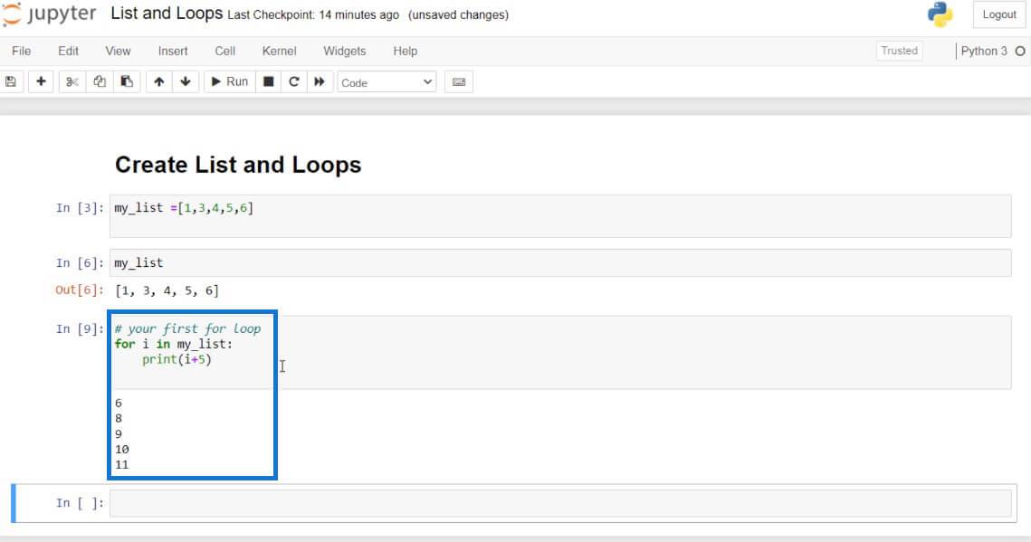 Python List és For Loop LuckyTemplatesben