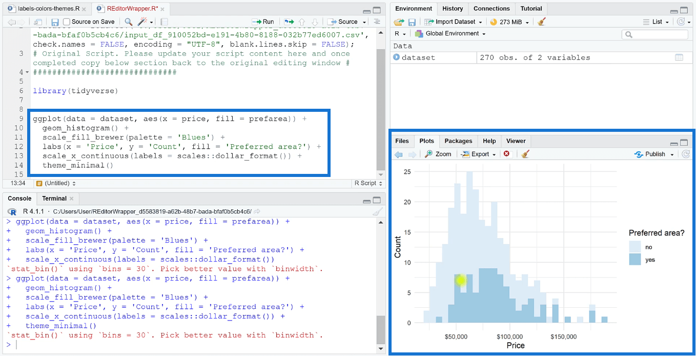 Skapa ett histogram med hjälp av R Visual i LuckyTemplates