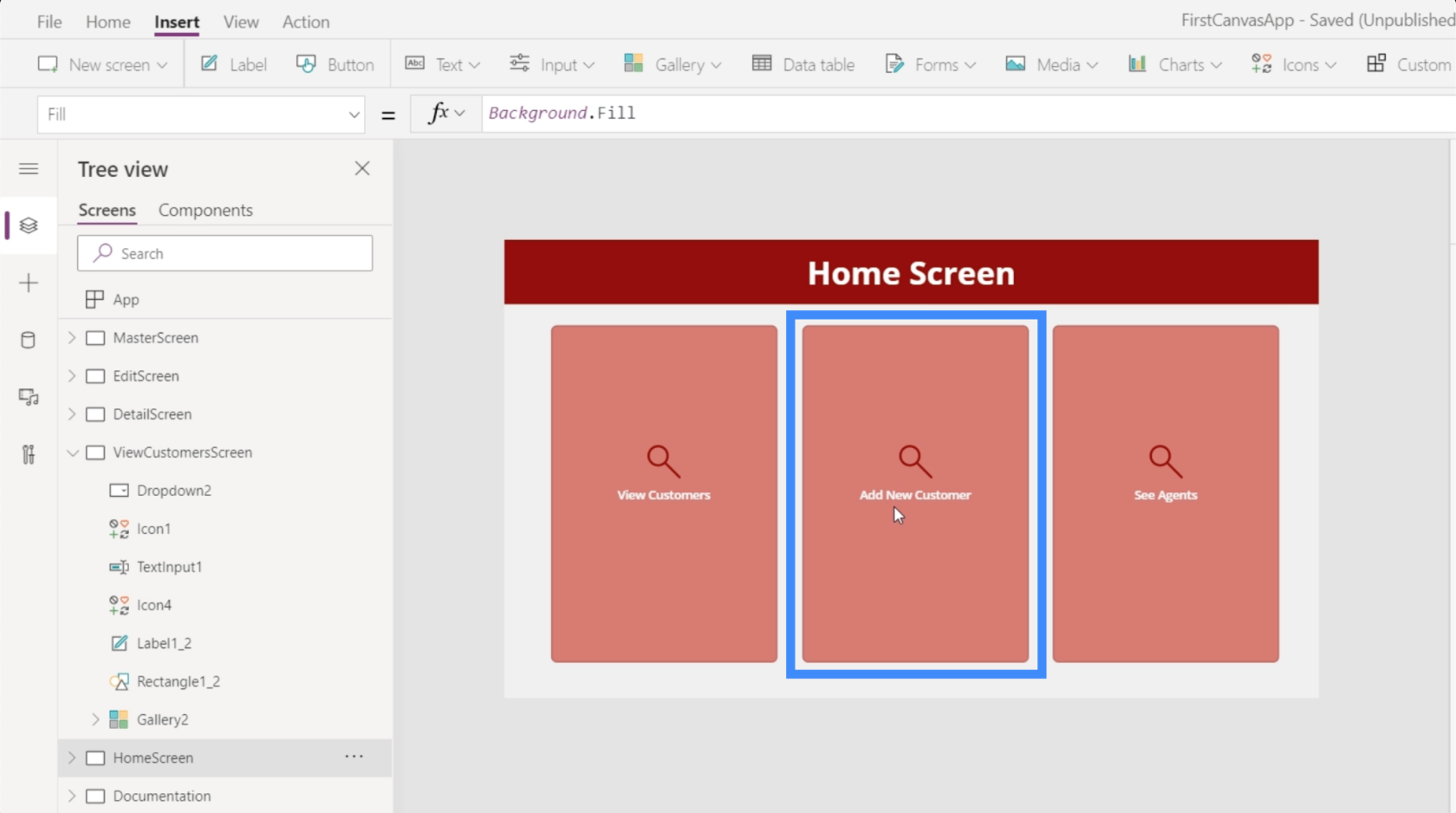 MS Power Apps detaljeskærm og formularskærm