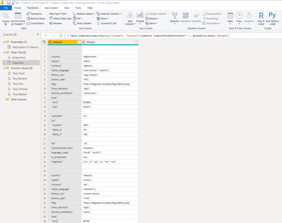 Mukautetun tekstinpuhdistustoiminnon luominen Power Queryssä