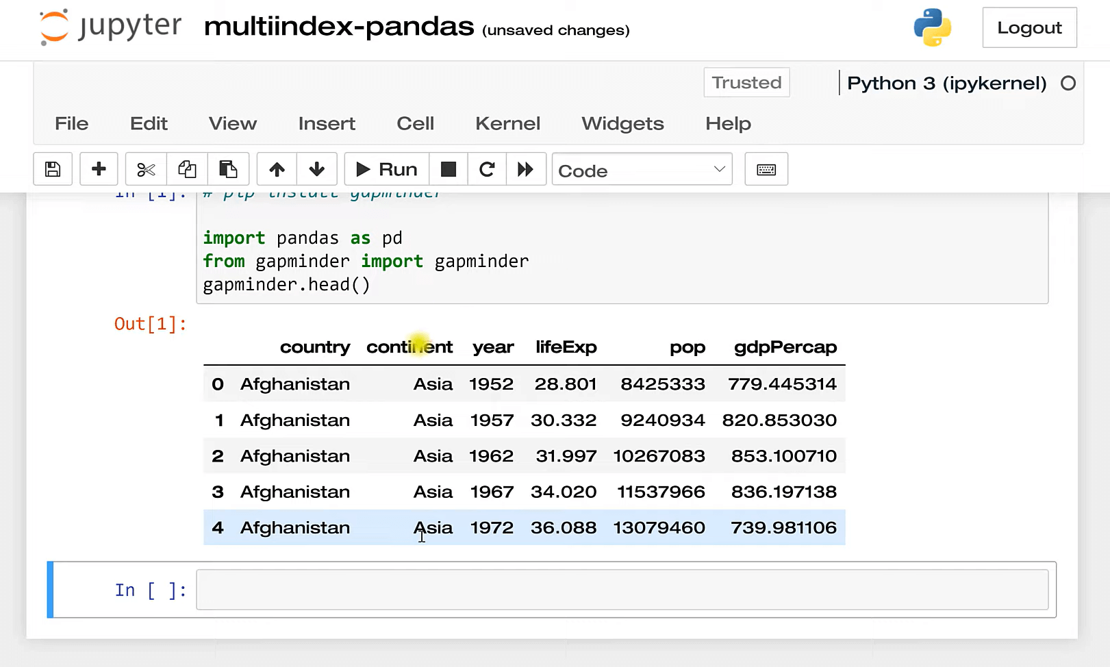 Multiindeks i pandaer for multi-nivå eller hierarkiske data