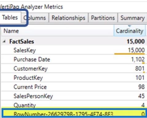 RowNumber у системі зберігання DAX Studio