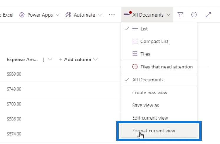 Visa formatering i SharePoint