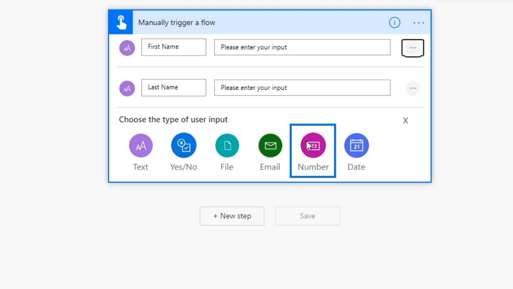 Vstupy pracovného toku v Microsoft Power Automate