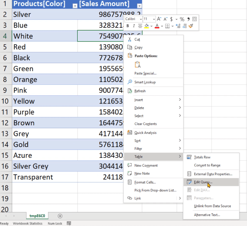 Kyselytuloksen purkaminen DAX Studiossa Output Option avulla