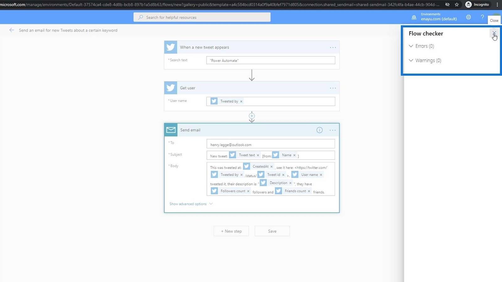 Automatiseret flow i Microsoft Power Automate