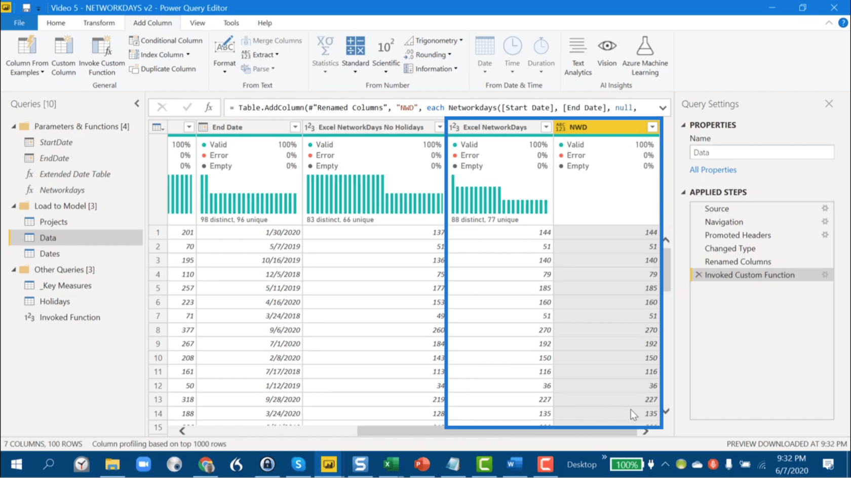 Beregn arbejdsdage mellem to datoer i LuckyTemplates