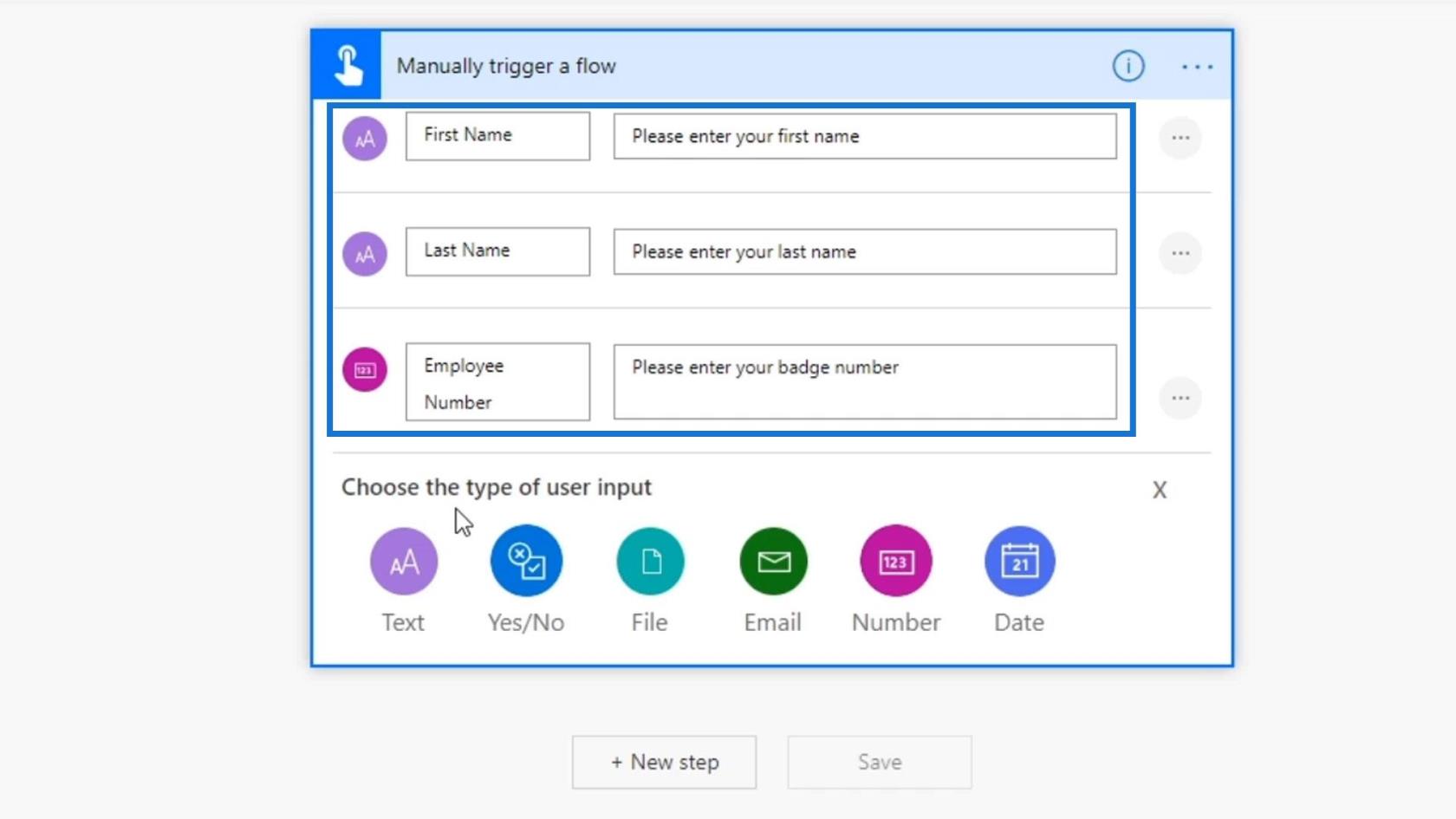 Vstupy pracovného toku v Microsoft Power Automate