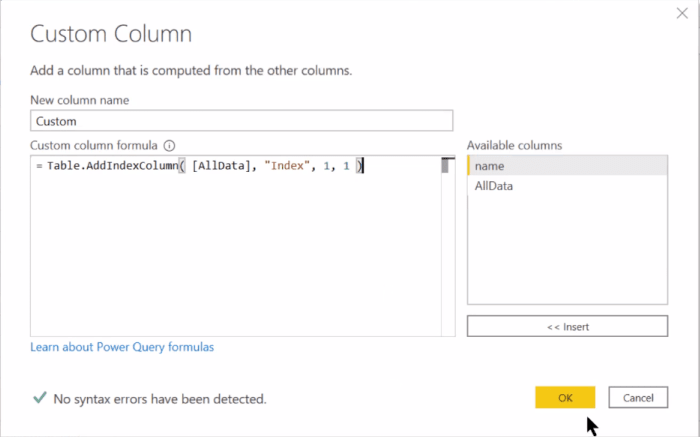 M kód a Power Query egyéni oszlopaiban |  LuckyTemplates