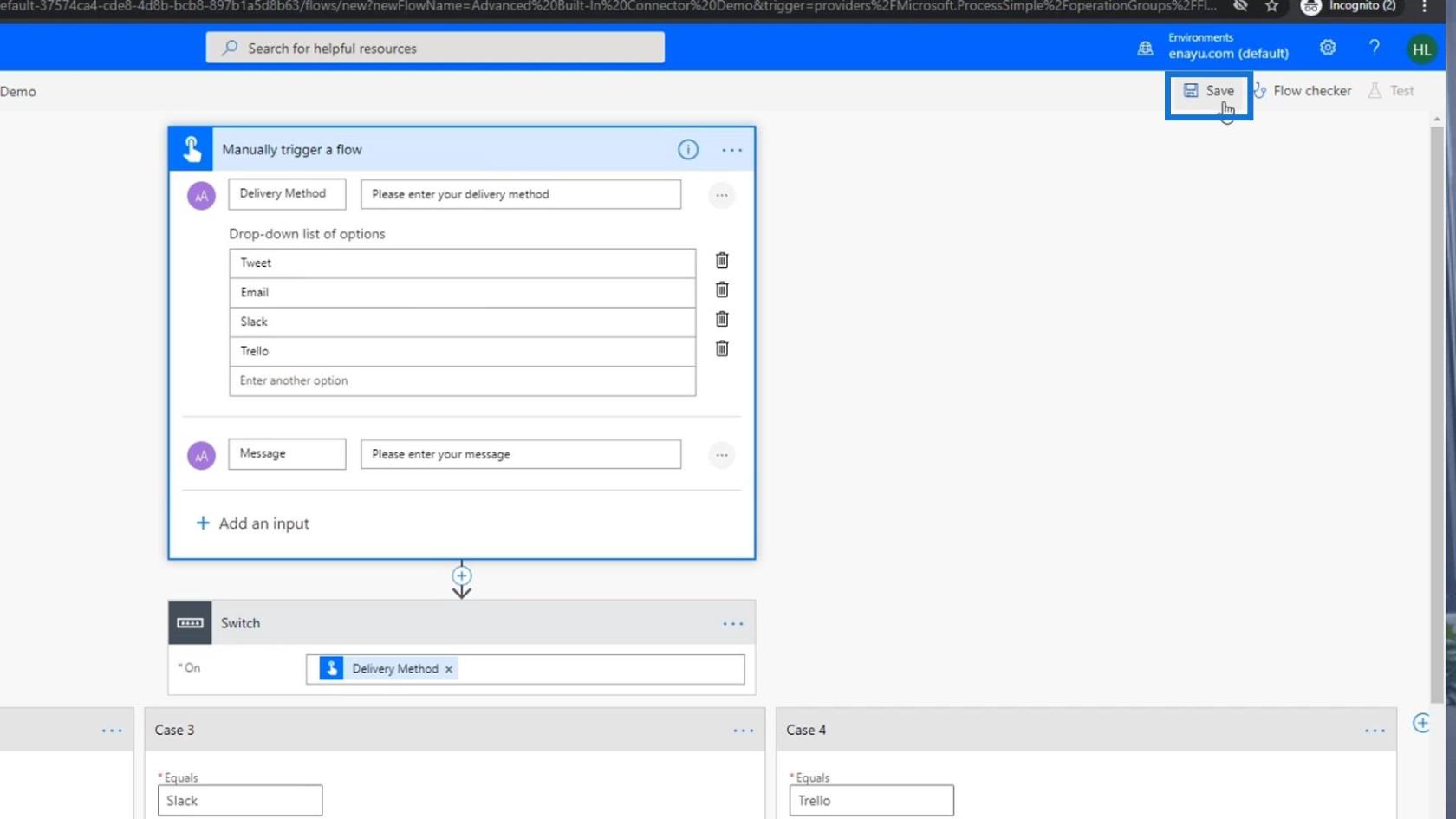 Power Automate Switch Control Action i arbeidsflyter