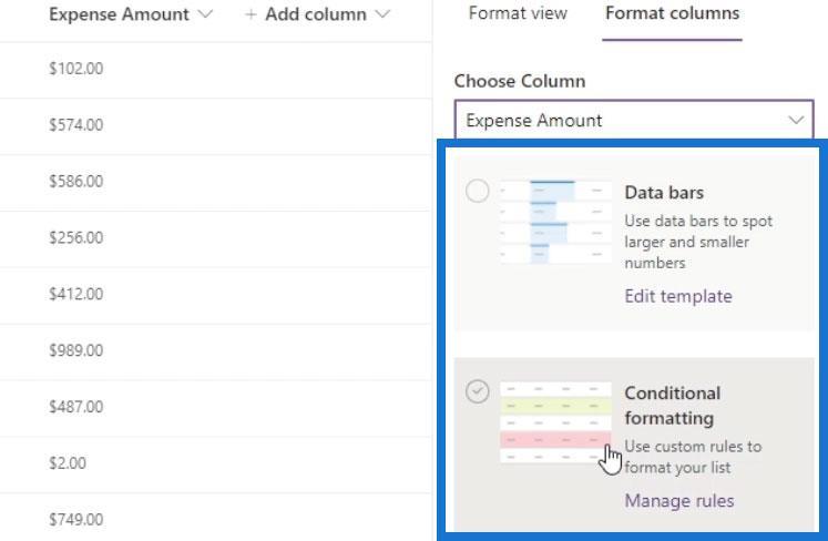 Visa formatering i SharePoint